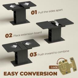 Rackhams Extendable Dining Table for 4-6, Kitchen Table with Shelves - Black - 130L x 70W x 75H cm - thumbnail 5