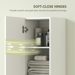 Rackhams Wall Mounted Slim Bathroom Storage Cabinet with 6-Tier Shelf White - White - Tall Bathroom Cabinet - MDF - thumbnail 4