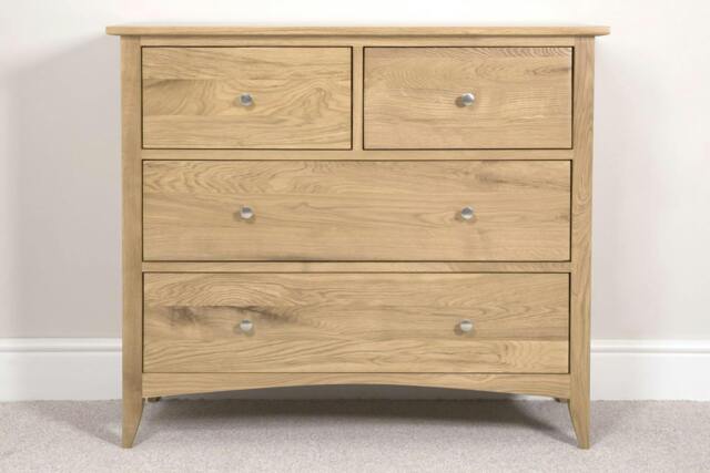 Rackhams Edward Hopper Chest of Drawers 2 Over 2 Drawer Modern Wooden Storage Assembled - Oak, Brown - image 1