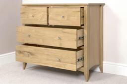 Rackhams Edward Hopper Chest of Drawers 2 Over 2 Drawer Modern Wooden Storage Assembled - Oak, Brown - thumbnail 3