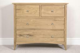Rackhams Edward Hopper Chest of Drawers 2 Over 2 Drawer Modern Wooden Storage Assembled - Oak, Brown - thumbnail 1