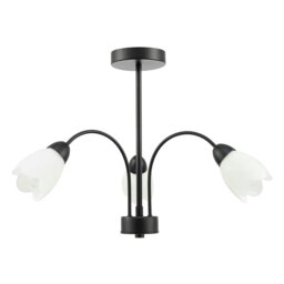 Rackhams Contemporary Ceiling Lamp Fitting in Matte Black with Opal Petal Glass Shades - thumbnail 2