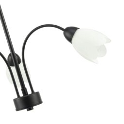Rackhams Contemporary Ceiling Lamp Fitting in Matte Black with Opal Petal Glass Shades - thumbnail 4