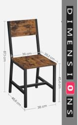 Rackhams Set of 2 Industrial Dining Chairs with Steel Frame and Rustic Brown Particleboard Seats - thumbnail 5