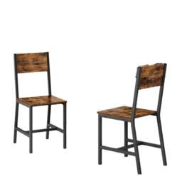 Rackhams Set of 2 Industrial Dining Chairs with Steel Frame and Rustic Brown Particleboard Seats - thumbnail 2