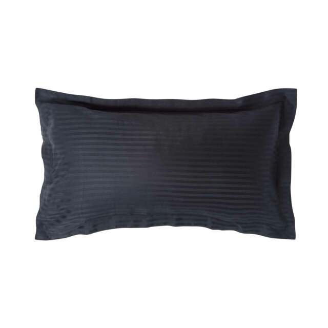 Rackhams Silky 330 TC Egyptian Cotton Satin Stripe Oxford Pillowcase, King Size - Black - image 1