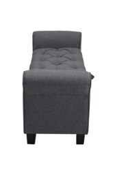 Rackhams Linen Splayed Armrest Storage Ottoman Bench Chaise - Grey - thumbnail 5