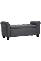 Rackhams Linen Splayed Armrest Storage Ottoman Bench Chaise - Grey - thumbnail 4