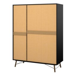 Rackhams Ry Wardrobe 3 doors + 3 drawers in Matt Black Walnut - Black - Malemine - 1 - thumbnail 4