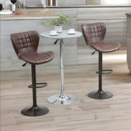 Rackhams Set Of 2 Adjustable Height Retro Faux Leather Bar Stools Brown - thumbnail 4