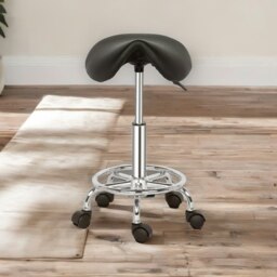Rackhams Saddle Salon Stool Chair With Adjustable Height and 360 Swivel Black - thumbnail 5