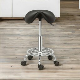 Rackhams Saddle Salon Stool Chair With Adjustable Height and 360 Swivel Black - thumbnail 6