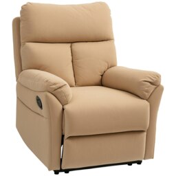 Rackhams Recliner Armchair, Reclining Chair with Adjustable Leg Rest - Light Brown - Microfibre(60% Polyurethane, 40% Polyester) - 84W x 91D x 102Hcm