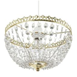 Rackhams Circular Crown Pendant Shade in Polished Gold with Clear Acrylic Beads - thumbnail 5