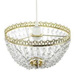 Rackhams Circular Crown Pendant Shade in Polished Gold with Clear Acrylic Beads - thumbnail 4
