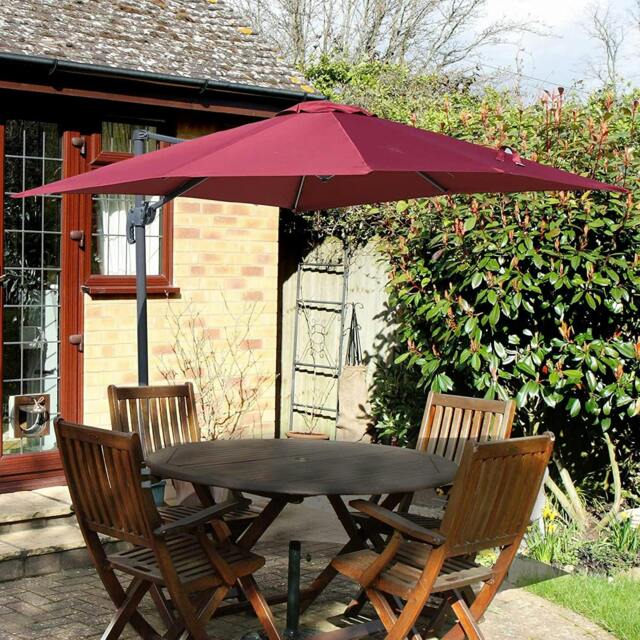 Rackhams 3m Red Octagon Parasol With Cross Base and 65mm Aluminium Pole Sun Shade Garden Outdoor - image 1