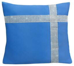 Rackhams Diamonte Detail Soft Touch Matte Fabric Scatter Cushion - 43cm x 43cm - Blue