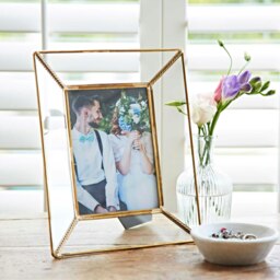 "Rackhams Anjana Recycled Glass and Gold Metal Photo Frame - 7"" x 5"""