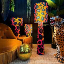 Rackhams Handmade Velvet Portable Lamps in Electric Leopard - Midi - 52cm Height - Rechargeable LED Bulb - thumbnail 2