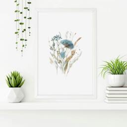 Rackhams Bathroom Wall Art Blue - Set of 3 Botanical Wall art Prints - A2 16.54 x 23.39 in / 42 x 59.4 cm - Matte Museum Quality Art Paper 290 gsm - White Frame - thumbnail 6