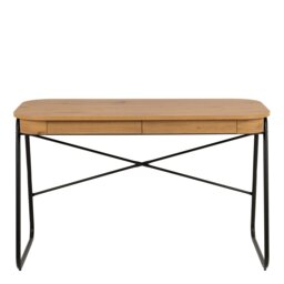 Rackhams Blueton Office Desk with 2 Drawers in Black and Oak - 1 - Black and Natural - 60 - thumbnail 2