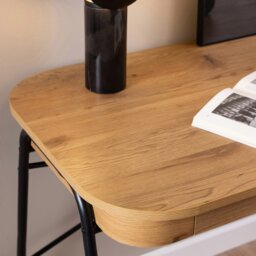 Rackhams Blueton Office Desk with 2 Drawers in Black and Oak - 1 - Black and Natural - 60 - thumbnail 6