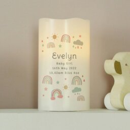 Rackhams Personalised Rainbow Night Light LED Candle