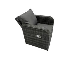 Rackhams 3 Seater Sofa Reclining Chair Coffee Table Set Rattan Garden Outdoor Furniture Set with Side Table 4 Stools Dark Grey Mixed - thumbnail 5