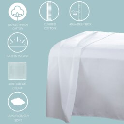 Rackhams Egyptian Cotton Duvet Cover Set 400 Thread Count - White - Double - Duvet Cover Set - thumbnail 5