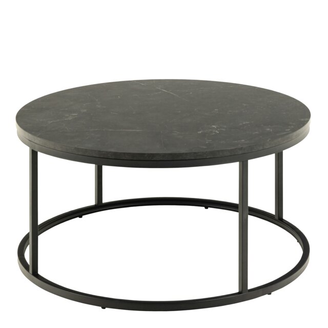 Rackhams Spiro Coffee Table with Black Marble Melamine Top & Black Legs - 1 - Black - Black - image 1