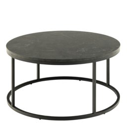 Rackhams Spiro Coffee Table with Black Marble Melamine Top & Black Legs - 1 - Black - Black
