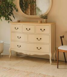 Rackhams Juliette Chest of Drawers Large 6 Drawer French Style Bedroom Storage - Champagne, Cream