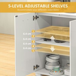 Rackhams Modern Sideboard Kitchen Storage Cabinet with 2 Drawers, White - High Gloss White - thumbnail 6