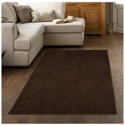 Rackhams Fiji Chocolate Brown Washable Solid Shaggy Rug - 100X150 cm - thumbnail 4