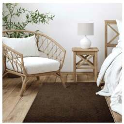 Rackhams Fiji Chocolate Brown Washable Solid Shaggy Rug - 100X150 cm - thumbnail 3