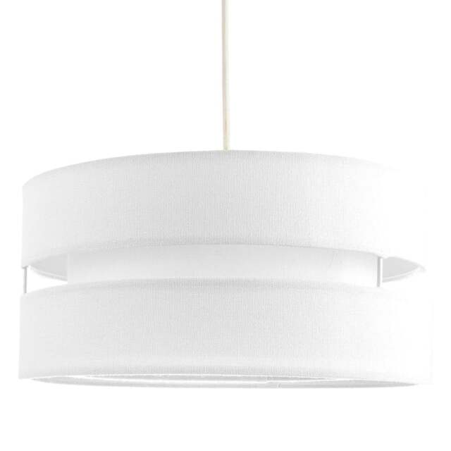 "Rackhams Contemporary 14"" White Linen Fabric Triple Tier Ceiling Pendant Lamp Shade" - image 1