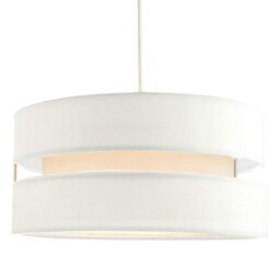 "Rackhams Contemporary 14"" White Linen Fabric Triple Tier Ceiling Pendant Lamp Shade" - thumbnail 2