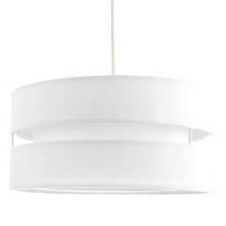 "Rackhams Contemporary 14"" White Linen Fabric Triple Tier Ceiling Pendant Lamp Shade"