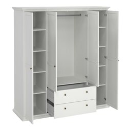 Rackhams Paris Wardrobe with 4 Doors and 2 Drawers in White - White - Malemine - 1 - thumbnail 5