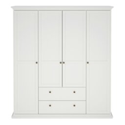 Rackhams Paris Wardrobe with 4 Doors and 2 Drawers in White - White - Malemine - 1 - thumbnail 2