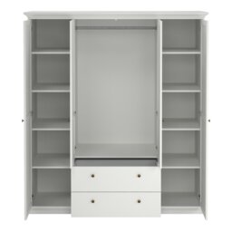 Rackhams Paris Wardrobe with 4 Doors and 2 Drawers in White - White - Malemine - 1 - thumbnail 6