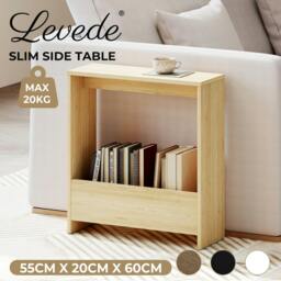 Rackhams Slim Side Table Storage Small Space Sofa End Table Bedside Living Room - White - thumbnail 5