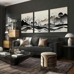 Rackhams Large Living Room Pictures - Set of 3 wall art prints - A4 8.27 x 11.69 in / 21 x 29.7 cm - Satin Photo paper 280 gsm - White Frame