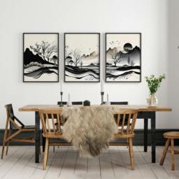 Rackhams Large Living Room Pictures - Set of 3 wall art prints - A4 8.27 x 11.69 in / 21 x 29.7 cm - Satin Photo paper 280 gsm - White Frame - thumbnail 2