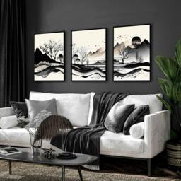 Rackhams Large Living Room Pictures - Set of 3 wall art prints - A4 8.27 x 11.69 in / 21 x 29.7 cm - Satin Photo paper 280 gsm - White Frame - thumbnail 4