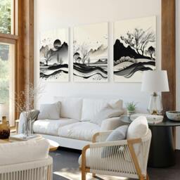 Rackhams Large Living Room Pictures - Set of 3 wall art prints - A4 8.27 x 11.69 in / 21 x 29.7 cm - Satin Photo paper 280 gsm - White Frame - thumbnail 3