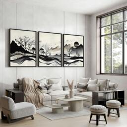 Rackhams Large Living Room Pictures - Set of 3 wall art prints - A4 8.27 x 11.69 in / 21 x 29.7 cm - Satin Photo paper 280 gsm - White Frame - thumbnail 5