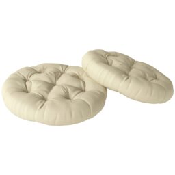 Rackhams Outdoor Seat Cushions Set of 2, Tufted Round Chair Pads, Beige - Beige - Polyester - Φ60 x 10 H cm - thumbnail 2