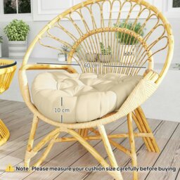 Rackhams Outdoor Seat Cushions Set of 2, Tufted Round Chair Pads, Beige - Beige - Polyester - Φ60 x 10 H cm - thumbnail 6