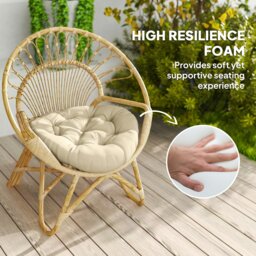 Rackhams Outdoor Seat Cushions Set of 2, Tufted Round Chair Pads, Beige - Beige - Polyester - Φ60 x 10 H cm - thumbnail 4